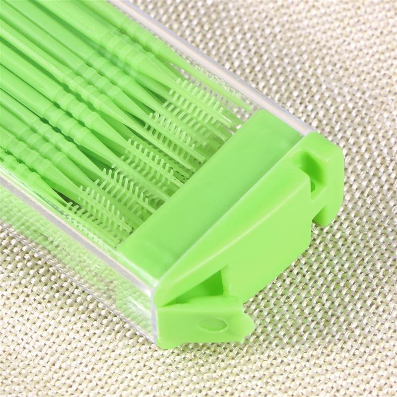 50 Stuks Draagbare Dental Tooth Pick Interdentale Borstel Plastic Orale Tandenstokers Met Case (Willekeurige Kleur)