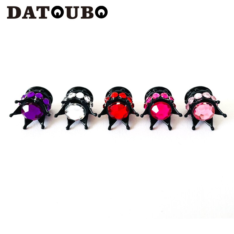 DATOUBO-Tapas de válvula de neumático de coche, cubiertas de polvo de aire para rueda de bicicleta, negro, corona, rosa, blanco, diamante, cristal, 4 Uds.