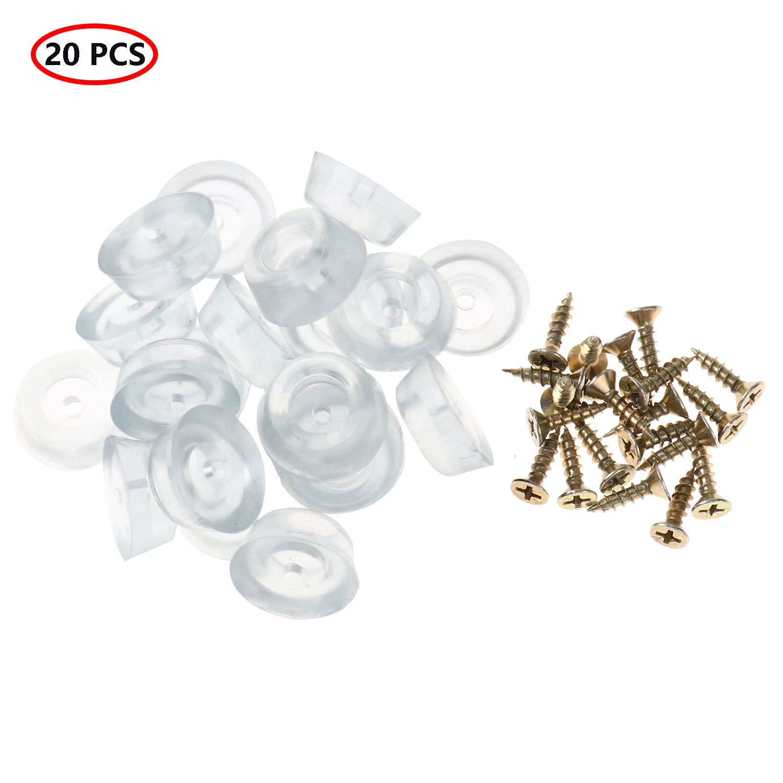 20 PVC Feet Pads Round Carpet Saver Chair Table Leg End Caps Glide Slider Gripper Anti Slip Furniture Mats Feet Cover with Screw: Clear 1