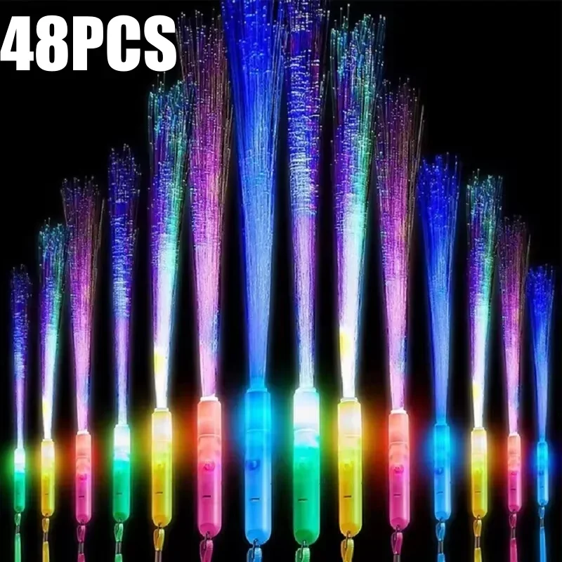 Varas piscantes operadas por bateria, varinhas de fibra óptica que brilham, varinhas de luz de fibra óptica que brilham no escuro, brinquedos iluminados: Oliva