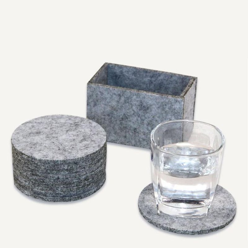 10Pcs Waterproof Felt Drink Coaster Set with Holder Modern Decorative Coasters with Holder Table Coasters
