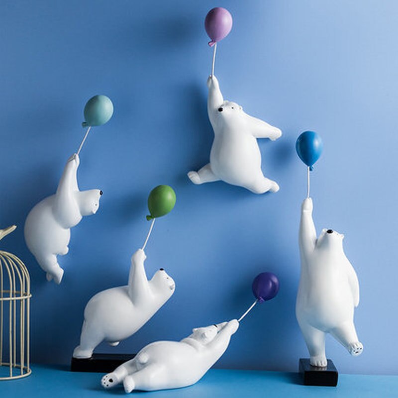 Ballong isbjörn väggdekoration djur skulptur björn staty trädgård blomkruka dekor hem vardagsrum bakgrund vägg hängande