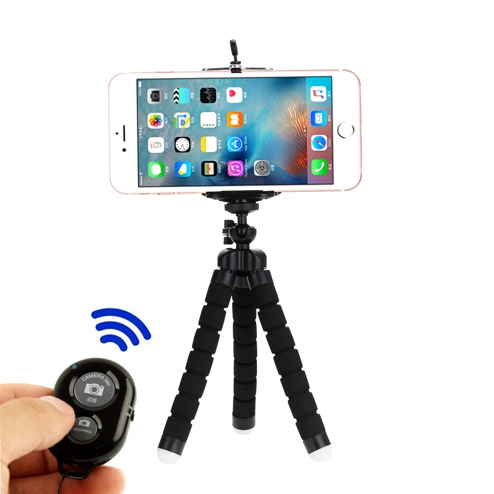 Trépied de téléphone Flexible et réglable, Mini support pour Smartphone, avec télécommande sans fil et Clip pour enregistrement vidéo/Vlogging/Selfie