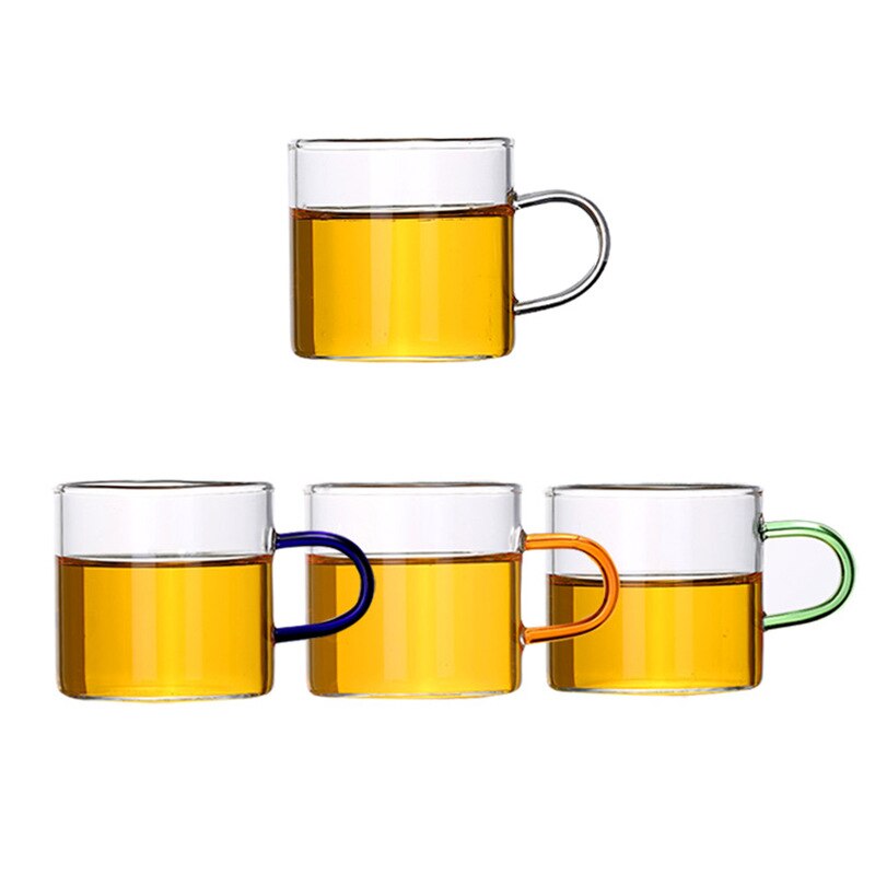 90ml Glass Small Tea Cup High borosilicate Transparent shot glasses set Heat Resistant Glass Small Tea Cup With Color Handle