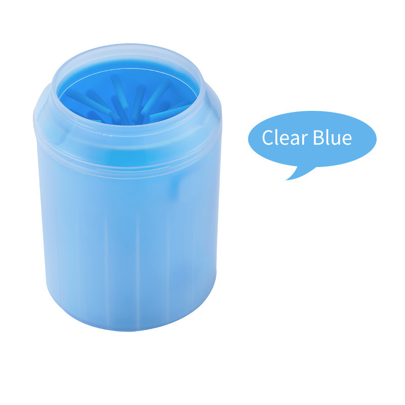 Taza limpiadora de patas de perro, peines de silicona suaves, toalla portátil para mascotas al aire libre, lavadora de pies, cepillo de limpieza de patas, cubo de limpieza de pies de lavado rápido: S / Azul