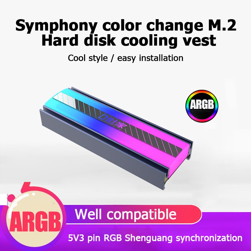 M.2 SSD Computer Water Cooling System Waterblock Heatsink Passive Heat 5V 3Pin ARGB 2280 Solid State Hard Disk Radiator