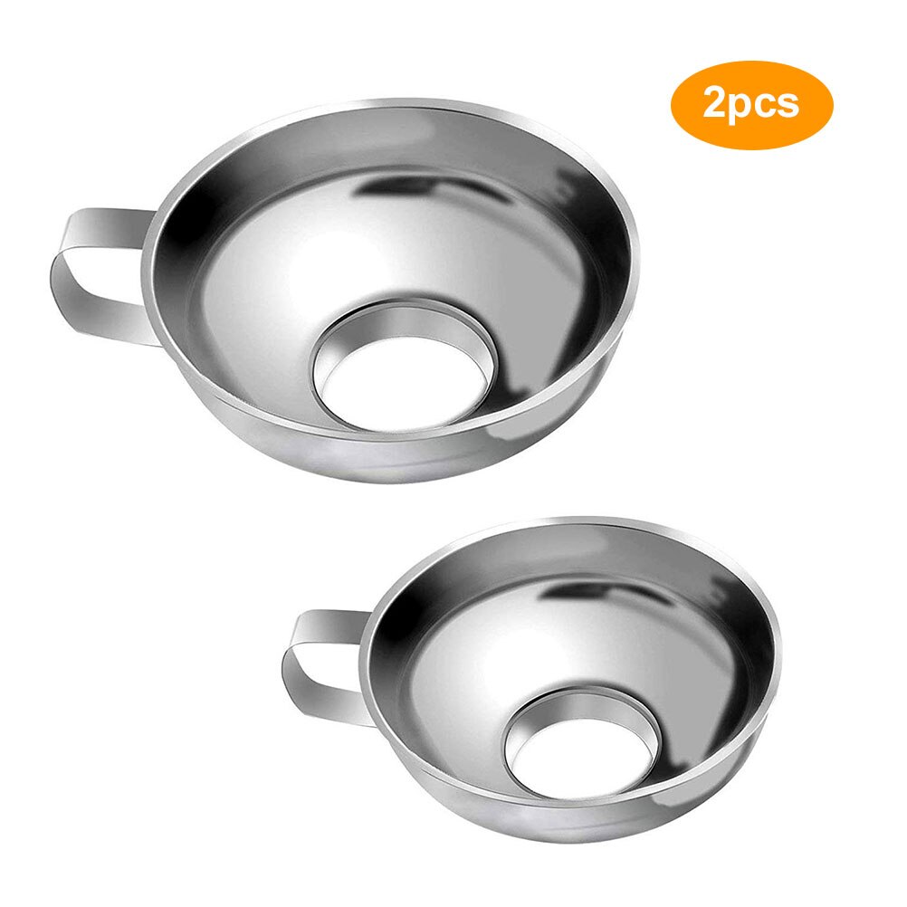 2pcs Stainless Steel Wide Mouth Canning Funnel Large Mouth Funnels With Hook For Beans Sauces Liquid Oil Grain Kitchen Tools