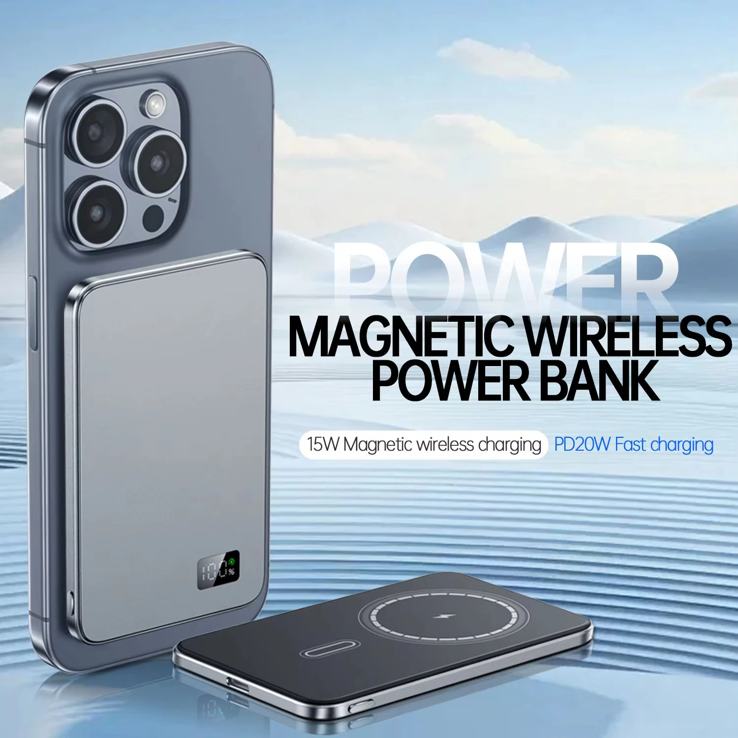 VIVO 50000mAh Ultra Thin Wireless Power Bank For MagSafe Magnetic Fast Charging Portable Battery Display CCC Certification