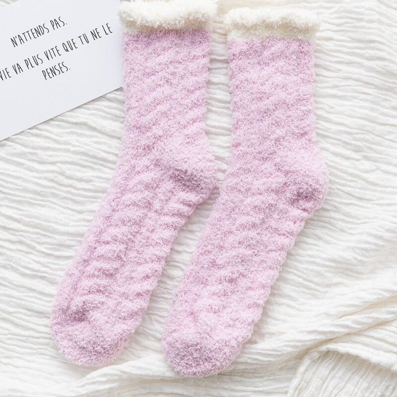 1 Pair of Coral Plush Socks Women's Plush and Thickened Sleeping Terry Socks Autumn and Winter Floor Thickened Warm Socks: 12
