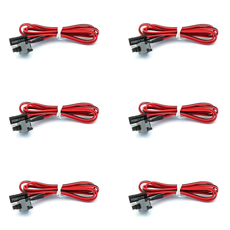 Computer Schakelaar Draad Kabel Aan/Uit Drukknop Herstart Lijn Pc Schakelaar Kabels 45Cm (6 Pack 2 Pin)