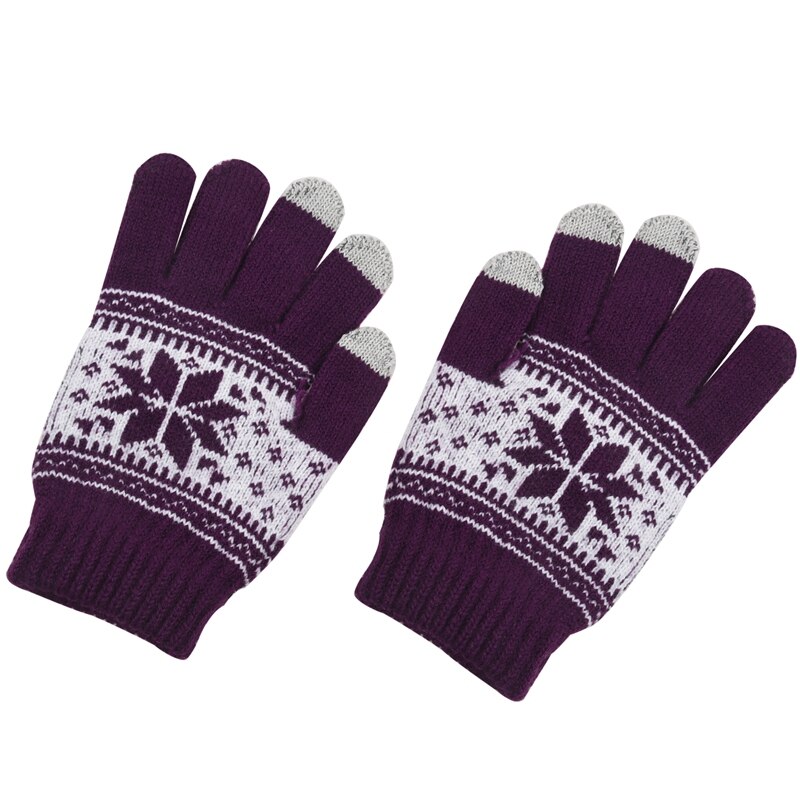 Varm vinter touchsn handsker damer strik uld handsker lilla