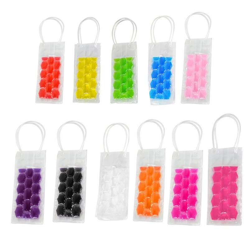 1Pc Pvc Wijn Fles Vriezer Bag Champagne Koeler Bier Cooling Gel Ijs Carrier Houder Met Handvatten Draagbare Drank Ijs-Koude Gereedschap: random color