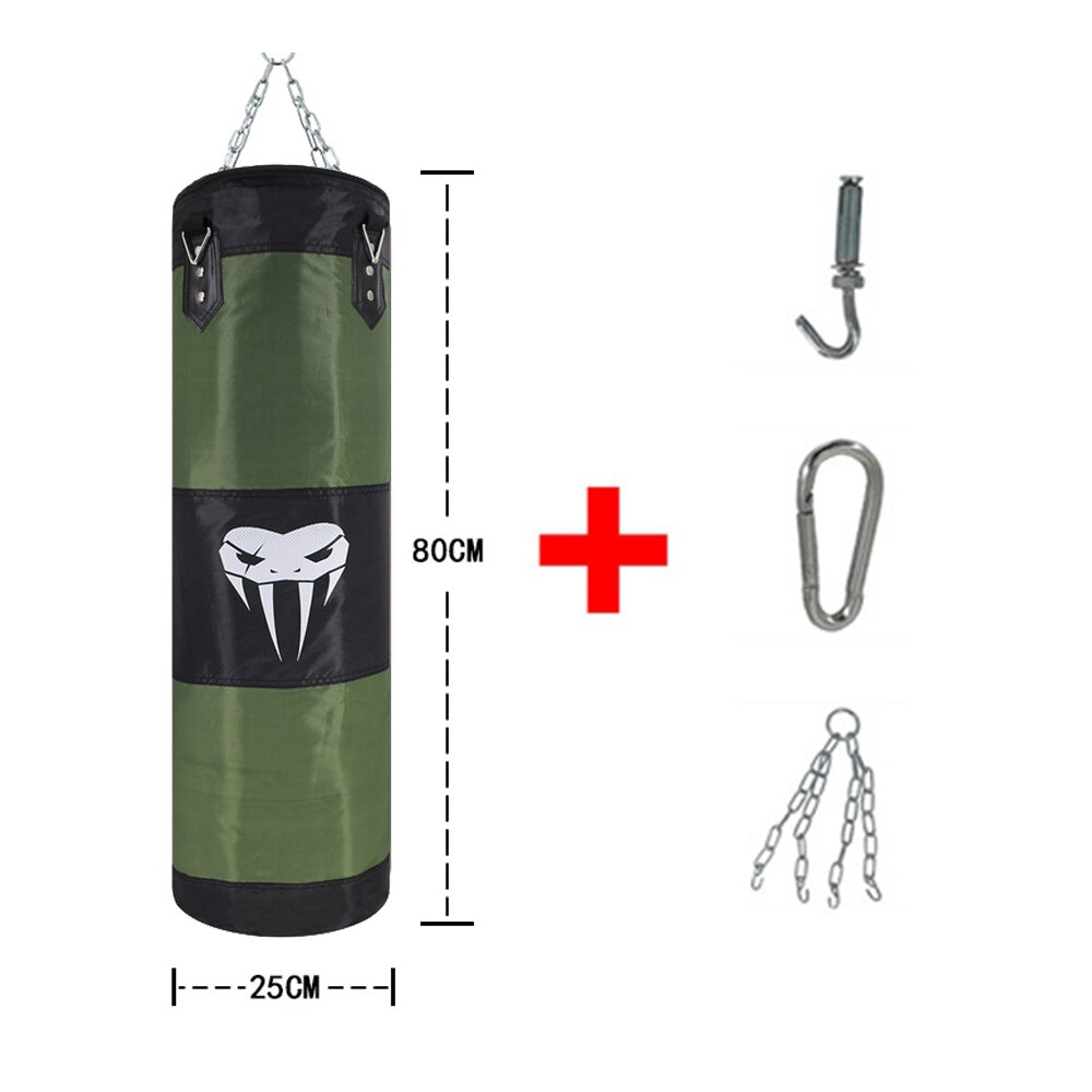 Hanging Punching Bag Boxing Sand Bag Muay Boxer Training Hanging Kick Fitness Muscle Training MMA Boxing Sandbag Without Filler: Green 80cm