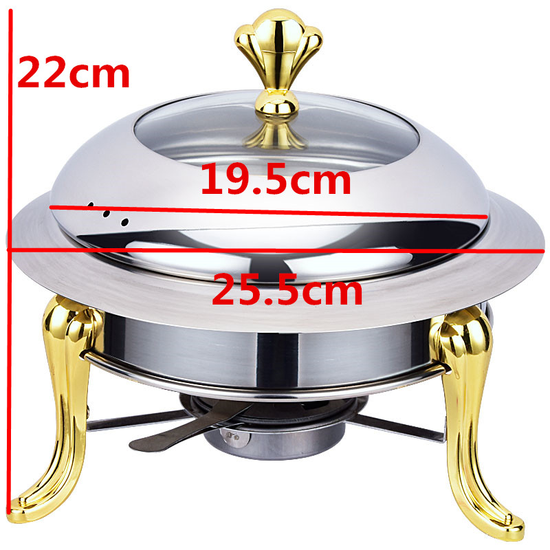 Golden stainless steel alcohol stove household commercial Removable small chafing dish solid fuel boiler small cooking pots: Golden 20cm