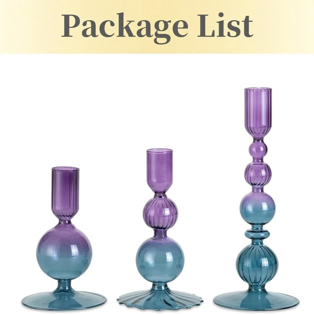 3 pçs castiçais de vidro castiçais cônicos de vidro groovy ondulado elegante vela vara para decoração de festa em casa: Prata