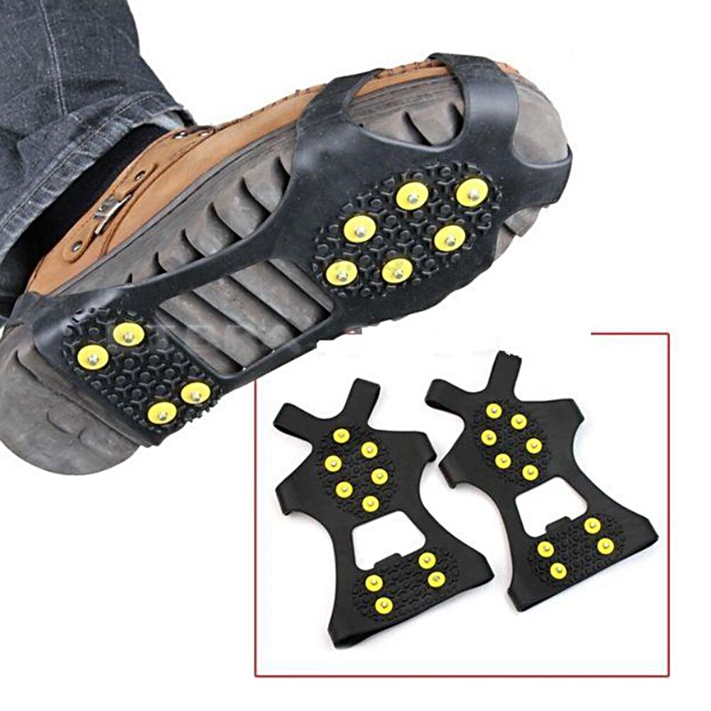 10 Studs Anti-Slip Shoe Spikes for Outdoor Ice Gripper Cleats Crampons Climbing Shoes Ice Claws Non-Slip Unisex Snow Boots Cover