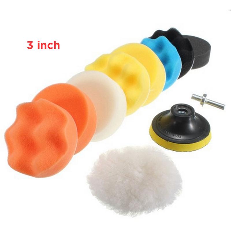 3 Inch/5 Inch Polishing Sponge Kit With Drill Adapter Wool Wax Pads Set Of 7 Polishing Pads For Car Polisher Hair Removal: Red