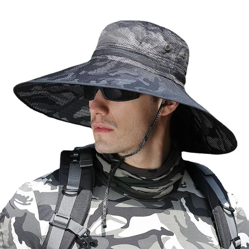 Heren Hoed Zomer Hoed Outdoor Mode Panama Zonwering Zonnehoed Vismuts Big Rand Zonneklep Vissershoed Uv Vissen
