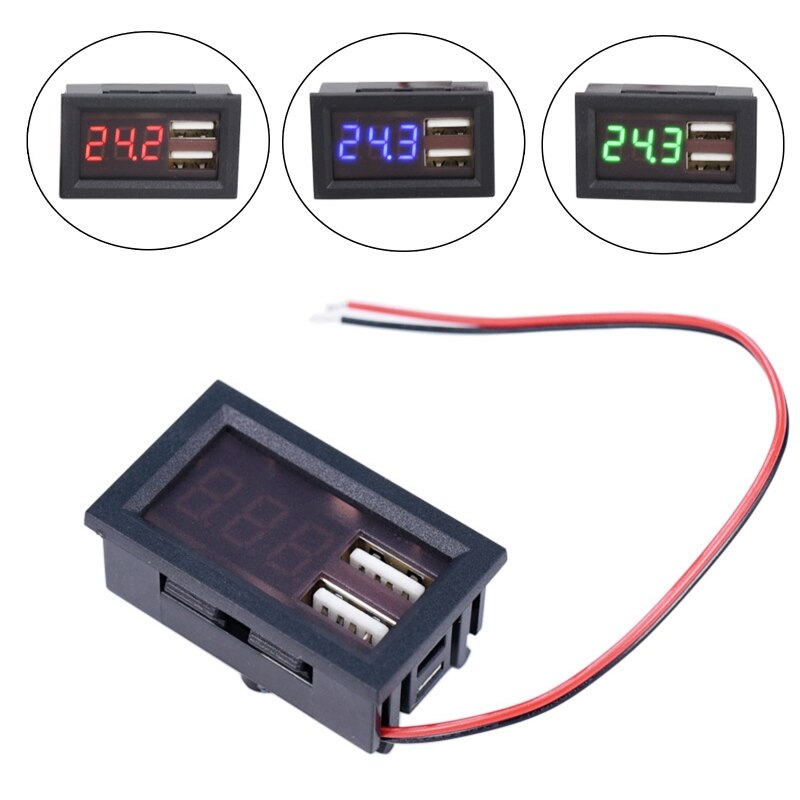 Voltmeter Tester Digital Voltage Battery Panel LED for DC 12V Truck 5V 2A Output