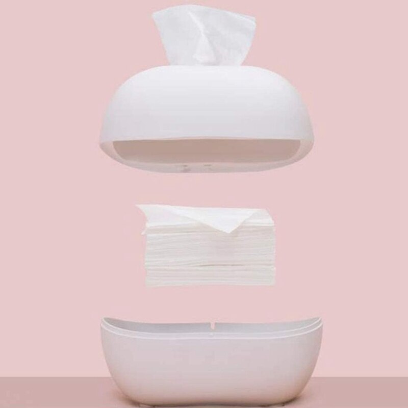 Tissue box led natlampe, tissue box cover, opbevaringshylde, papirhåndklæde opbevaringsboks sengebordslampe multifunktion genopladning