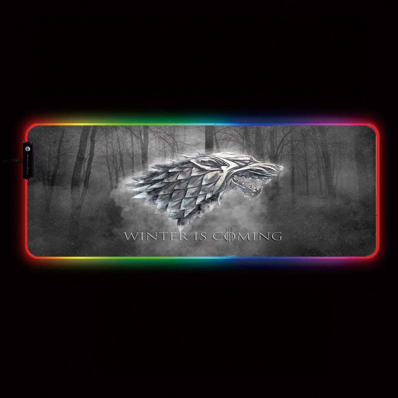 Mairuige Game of Thrones Logo Gaming RGB Large Mouse Pad Computer Mousepad Led Backlight Surface Big Mause Pad Keyboard Desk Mat