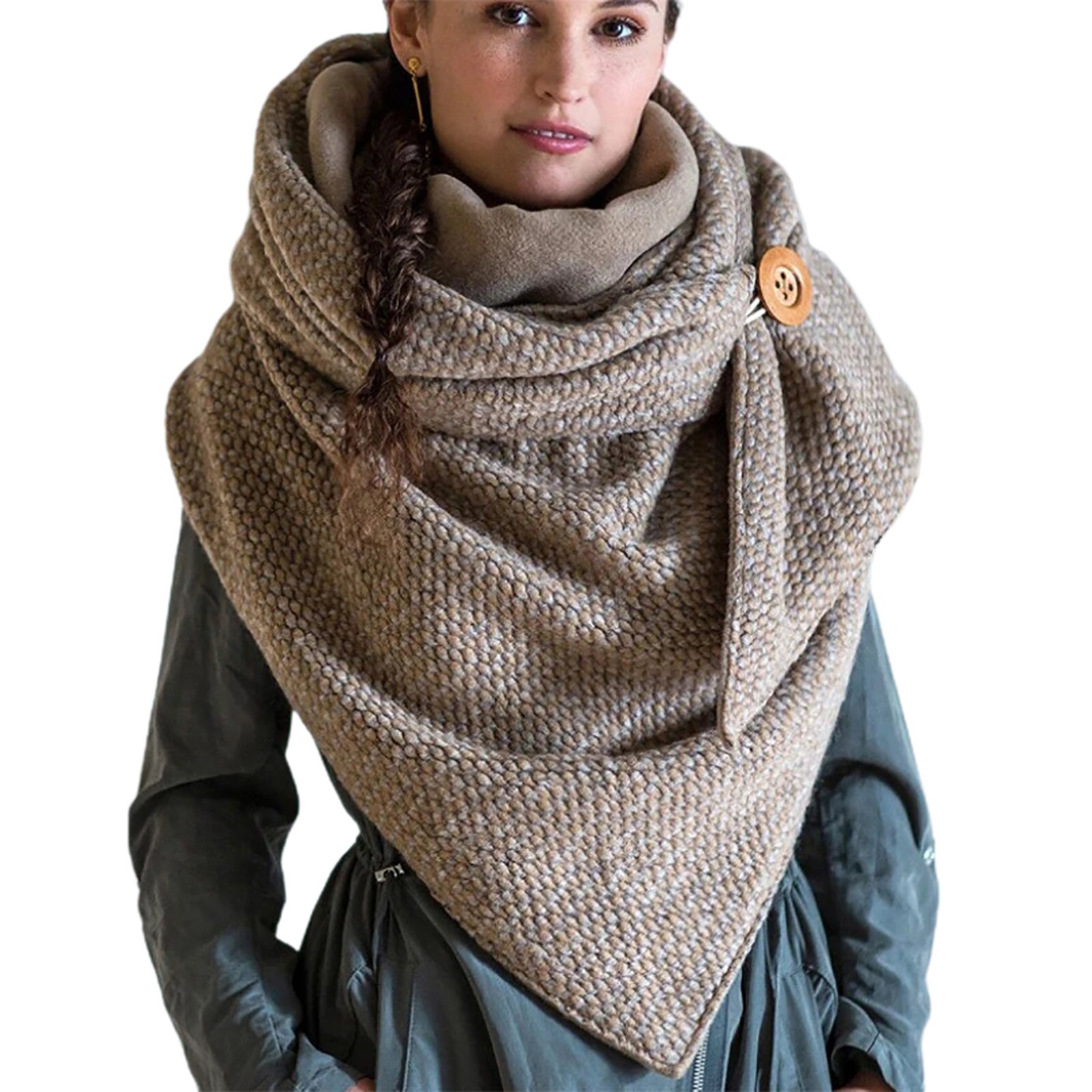 Scarf Women Women Accessories Unisex Winter Solid Color Button Soft Neck Wrap Thick Warm Scarf Shawl