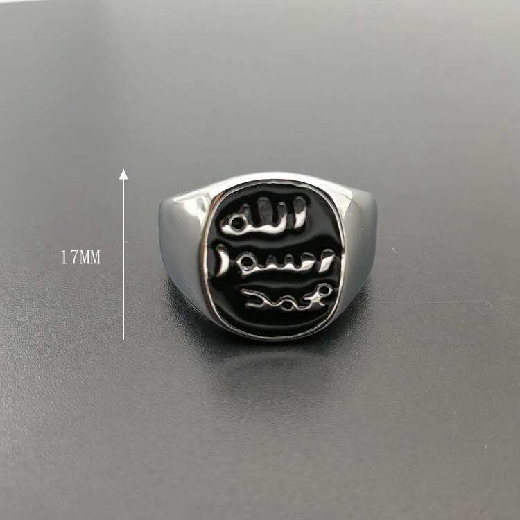 Zilveren Roestvrij Staal Allah Ring Van Statement Sieraden Ringen Voor Midden-oosten Arabische Moslim Allah Ring Mannen