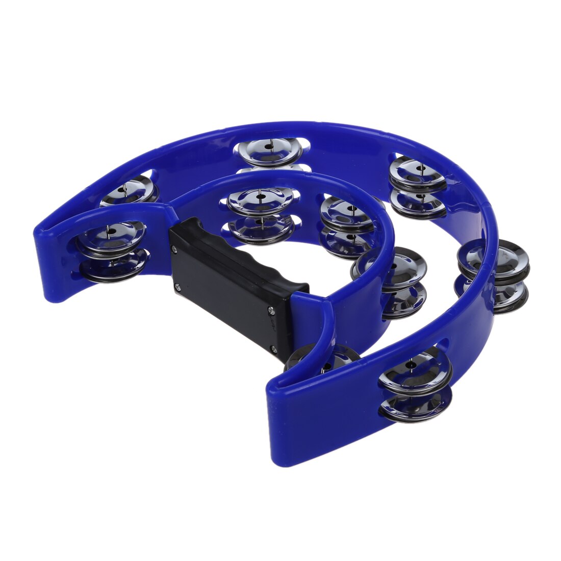BMDT Singer Tambourine Percussion Drum Grip Handle-32 Jingles Half Moon - Blue