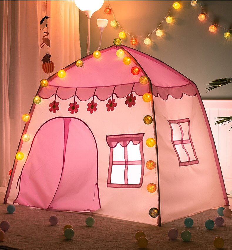 1.3M Portable Kids Tent Princess Castle Hang Pop up Children Teepee Tent Play Tent Birthday Christmas