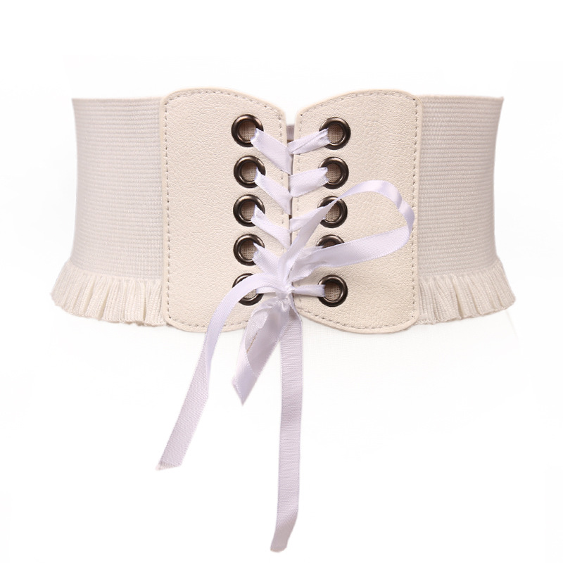 Wide Belt For Women Luxury Brand White Stretch Trouser Belts Corset Waistband Elastic Belts For WomanDT075: WHITE