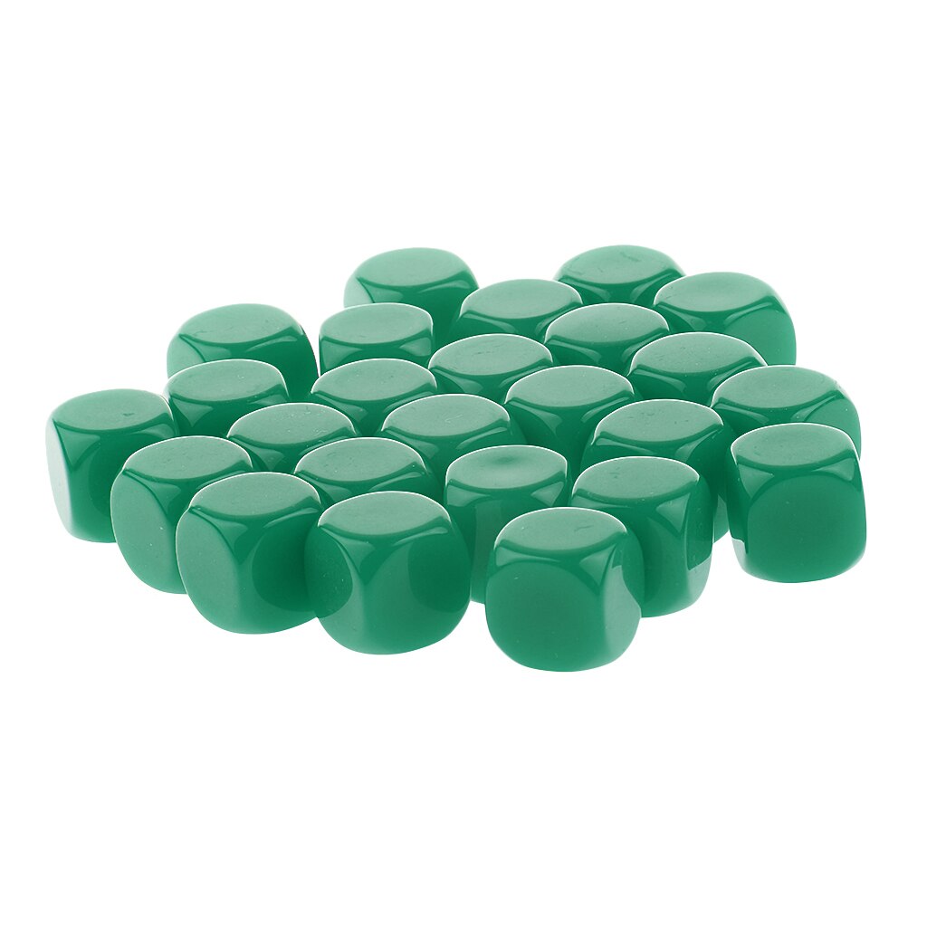 25 Stuks Set Standaard Maat Blanco Dobbelstenen D6 Zes Zijdige Acryl Rpg Gaming Dobbelstenen 16 Mm Green Party Spel Rekwisieten