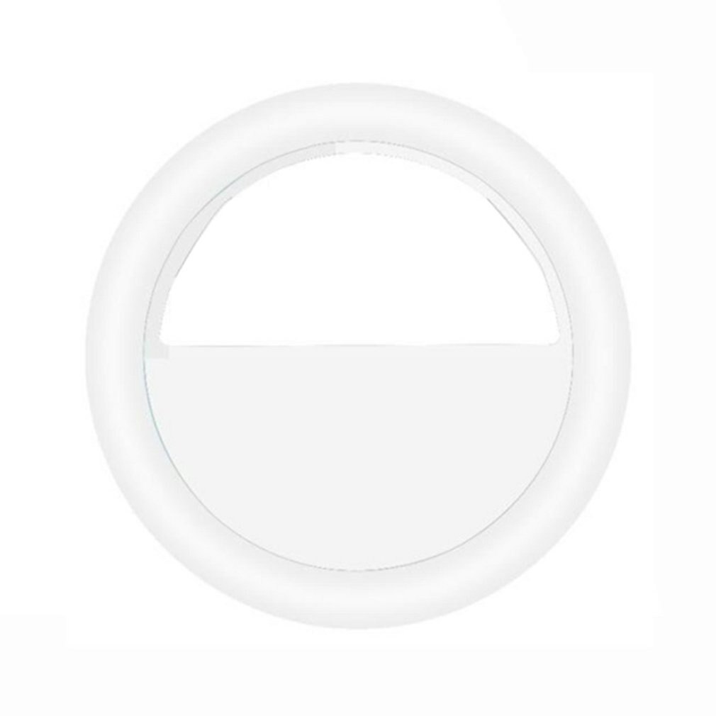LED RGB Clip on Selfie Ring Light Rechargeable Battery ringlight for Smart Phone Camera Round Shape lighting hoops light ring: White