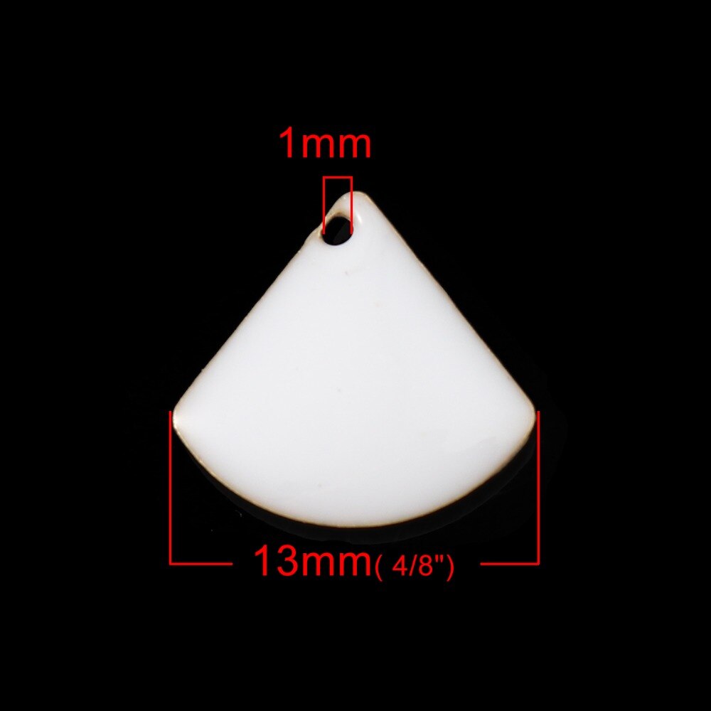 Doreenbeads moda cobre esmaltado lantejoulas pingente fan-em forma de bronze cor preto vermelho branco jóias diy 13mm x 12mm, 10 peças