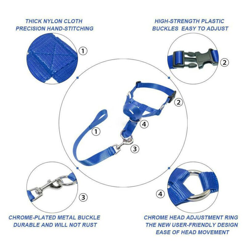 Dog Pet Head Collar Halter Leash Leader No Pull Training Straps S M L XL 2XL /BY