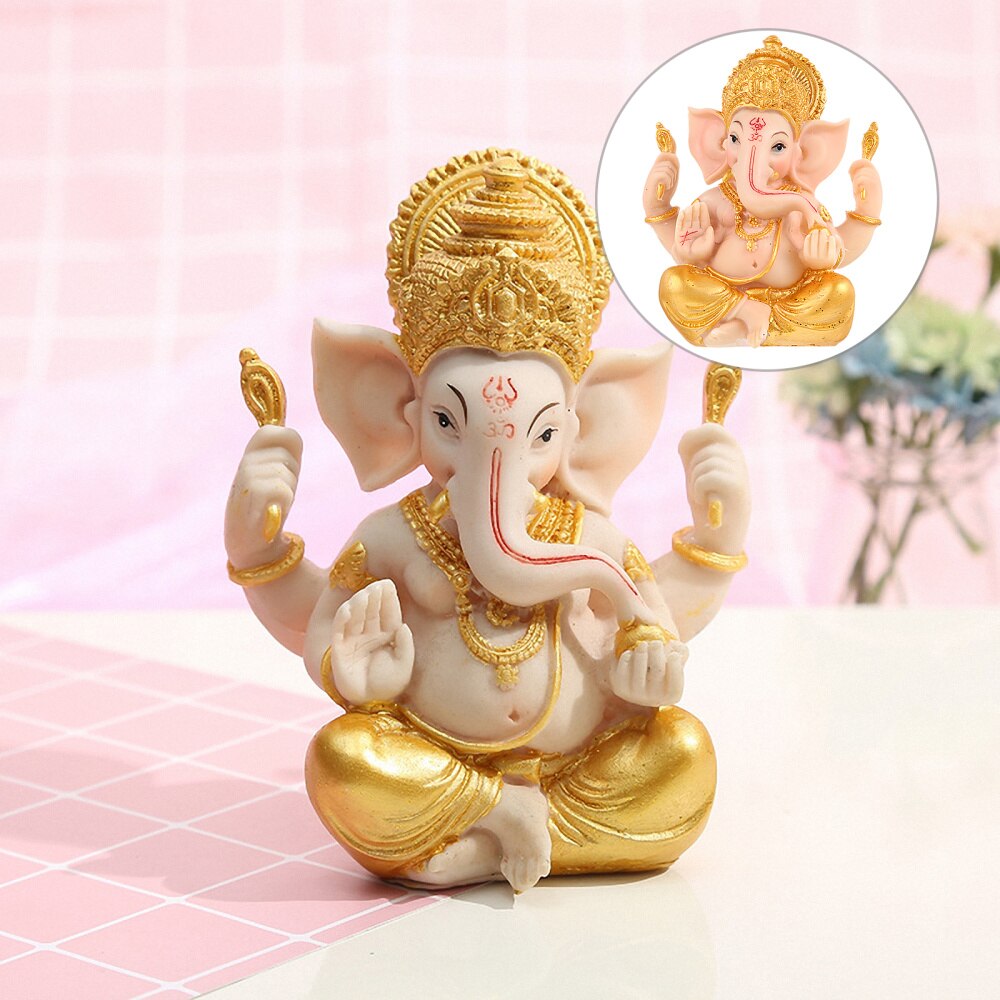 Resin India Elephant God Buddha Statue Desktop Wealth Sculpture Decoration