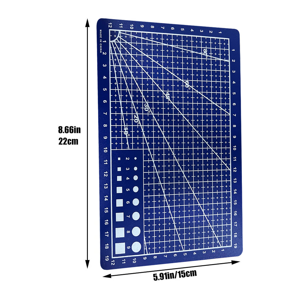 Self Healing Double-Sided Corte Mat, Placa de corte gridded, PVC Cutter Plate, 3 Camada de Corte Pad para Scrapbooking, Projetos DIY: Azul