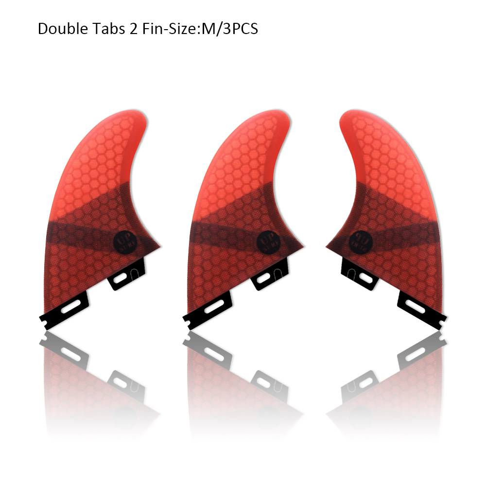 Double tabs 2 surfboard fins honeycomb fiberglass surf fins tri-fin set size m blue/grey/green/red color: Red