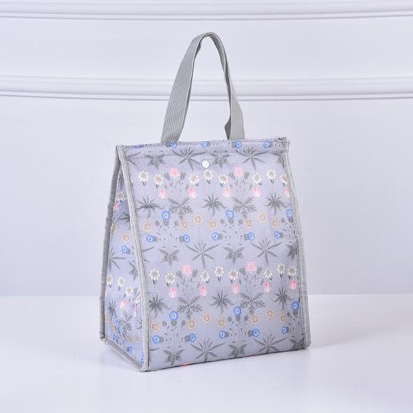 Sac à Lunch en toile isotherme Portable, motif fonctionnel, glacière thermique, sac de pique-nique pliable pour femmes et enfants: GRAY