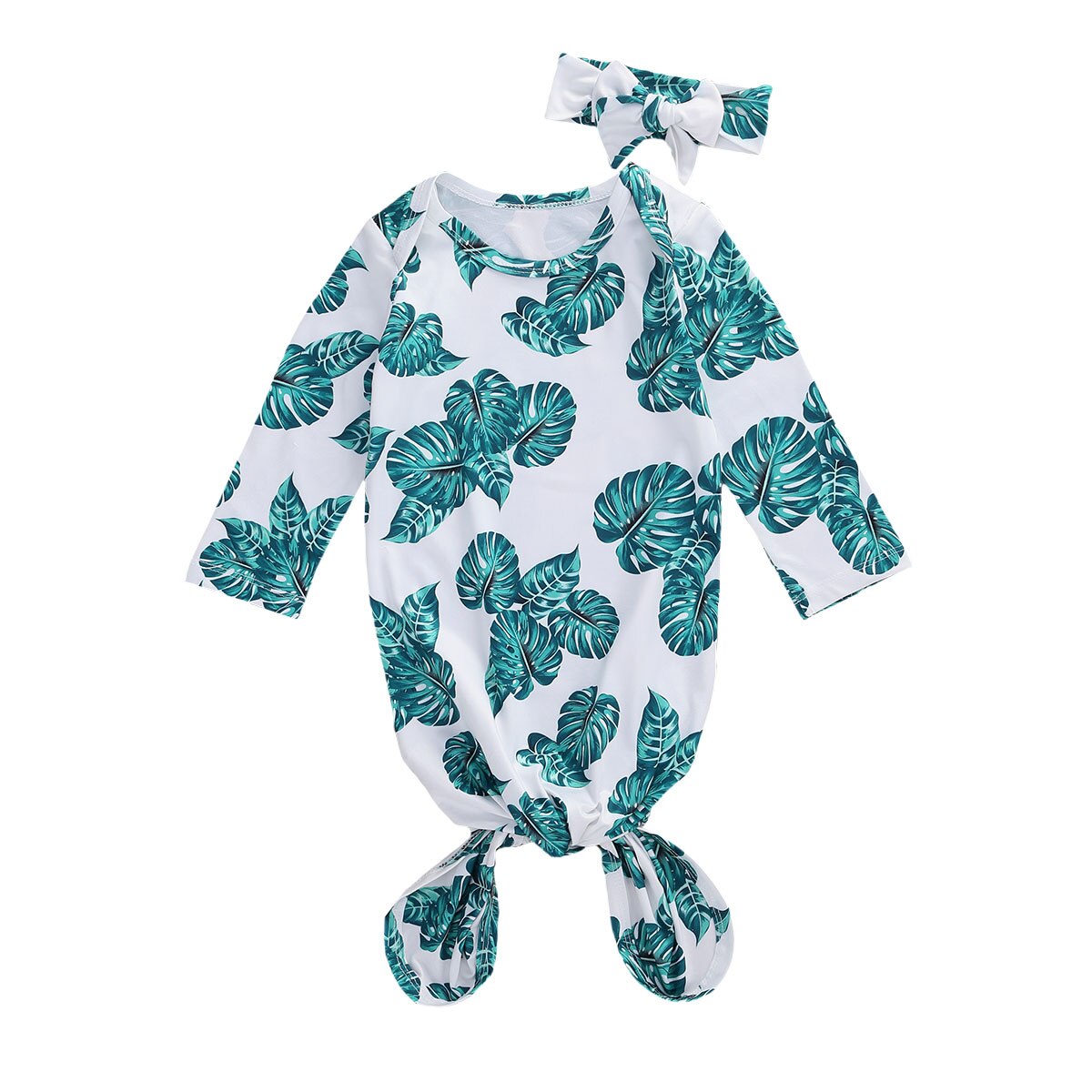 Conjunto de 2 uds. De ropa de dormir para bebés de Emmababy de otoño con estampado de hojas y Diadema para recién nacidos de 0 a 6M