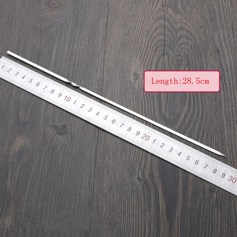 Brochetas de acero inoxidable para barbacoa, palo plano reutilizable de 100 cm, tenedores de aguja para asar, herramientas de barbacoa para acampar al aire libre, 30/50/28,5 Uds.