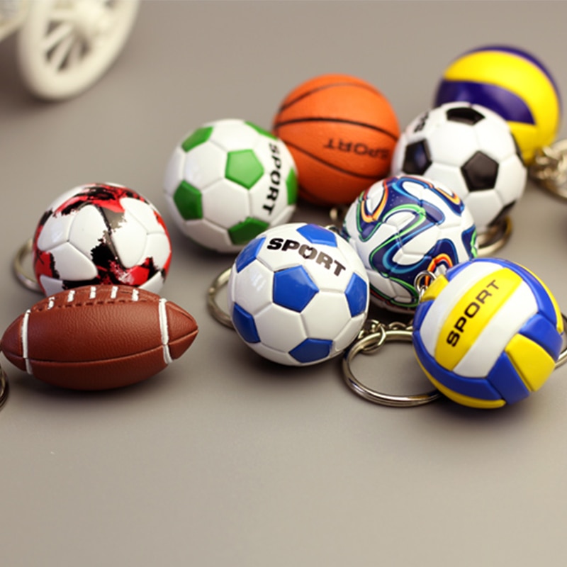 3d sport voetbal sleutelhangers souvenirs pu leren volleybal sleutelhanger voor mannen voetbalfans sleutelhanger hanger vriendje