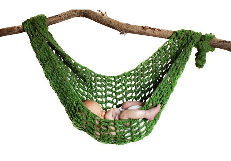 Höst nyfödd fotorekvisita hängmatta ull handgjord stickad krok snöre väska babyfotografering rekvisita studio fotografi tillbehör