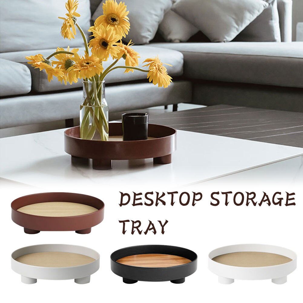 Plateau de service rond, plats à thé, plats à boissons, bijoux, articles divers, plateau de rangement de bureau, plateau de service rond, vaisselle de cuisine, plateau de décoration pour la maison zz