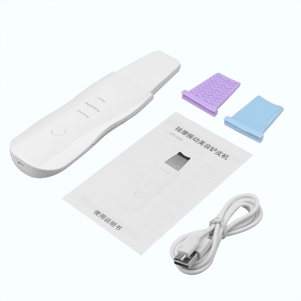 Ikke ultralyd hudscrubber ansigts dybderens maskine ansigts peeling remover hudorm porerens ion import maskine: Hvid