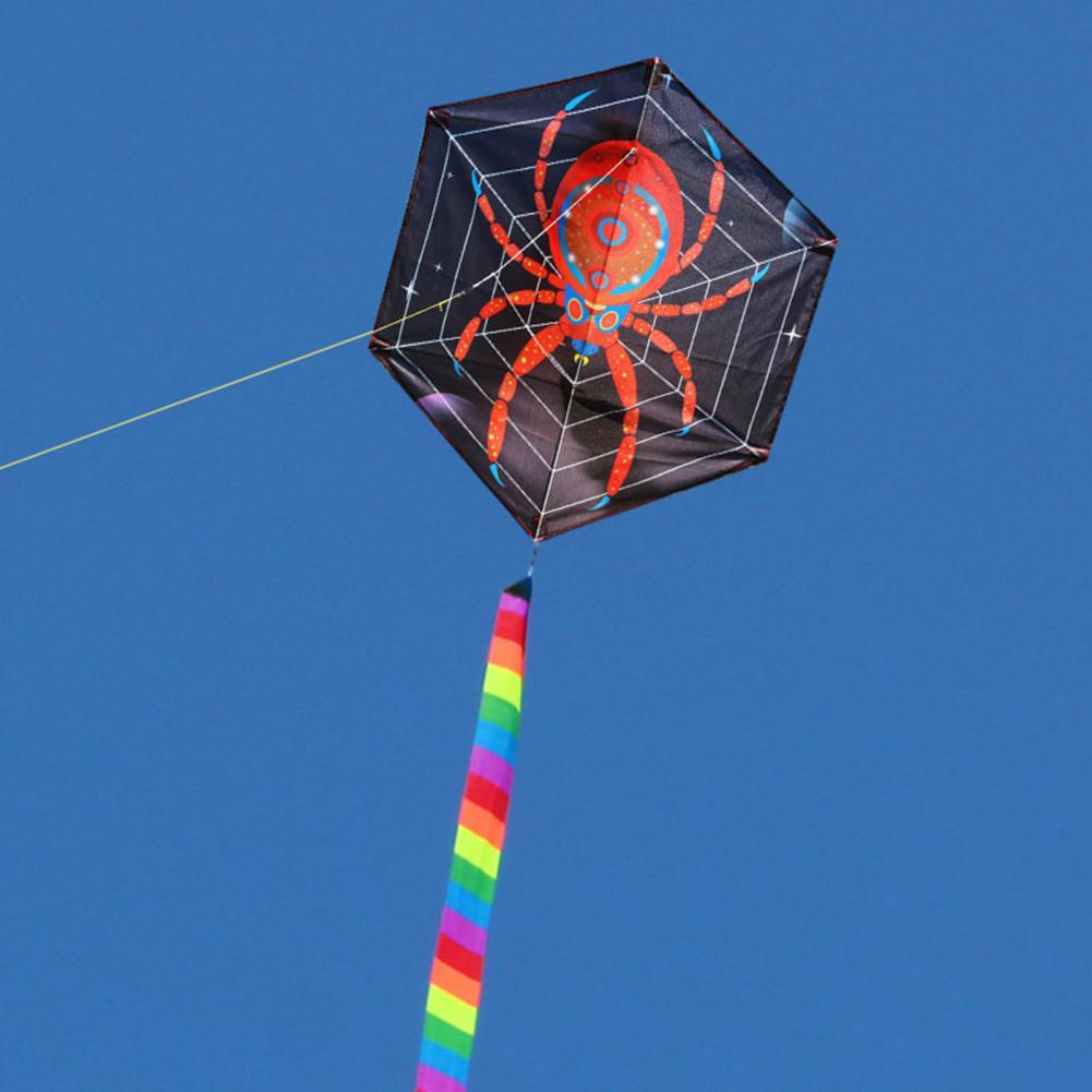 Nützlicher, sechseckiger drachen mit spinnenmuster für den außenbereich, windbeständiges spinnennetz