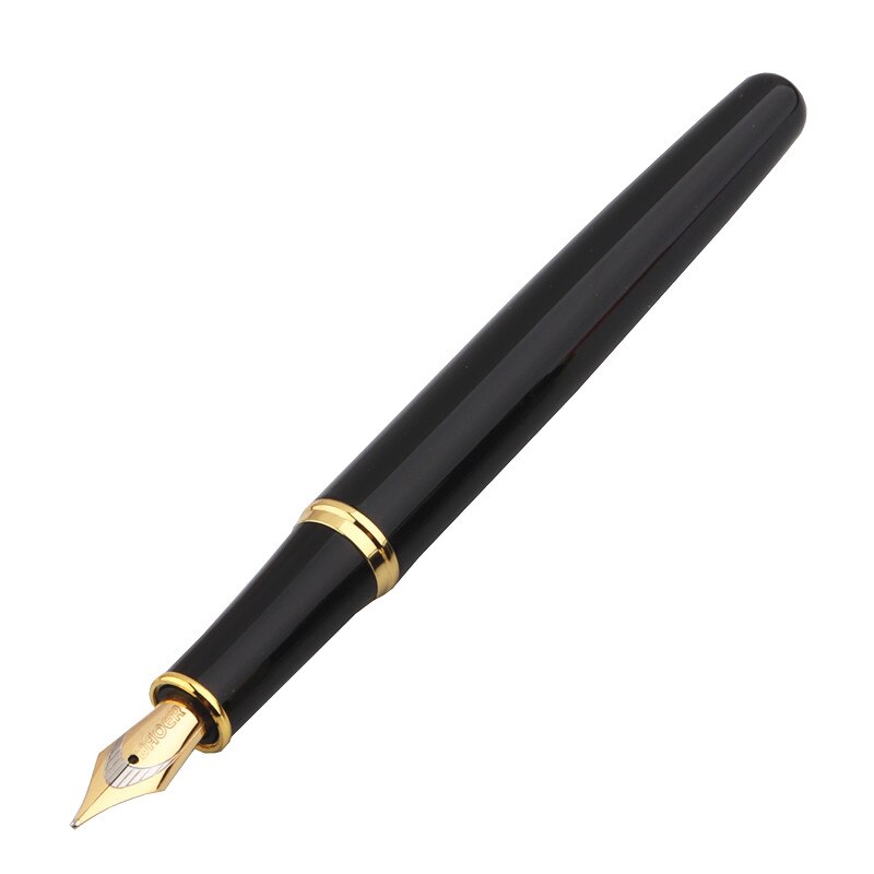 BAOER 388 Zwart Business Metalen Vulpen Nib Medium Gold Trim Pijl Clip Schoolbenodigdheden