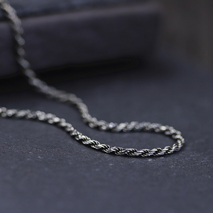 Collares clásicos de plata tailandesa para hombre y mujer, cadena larga de plata de ley S925, cuerda cruzada, joyería, 2mm de grosor