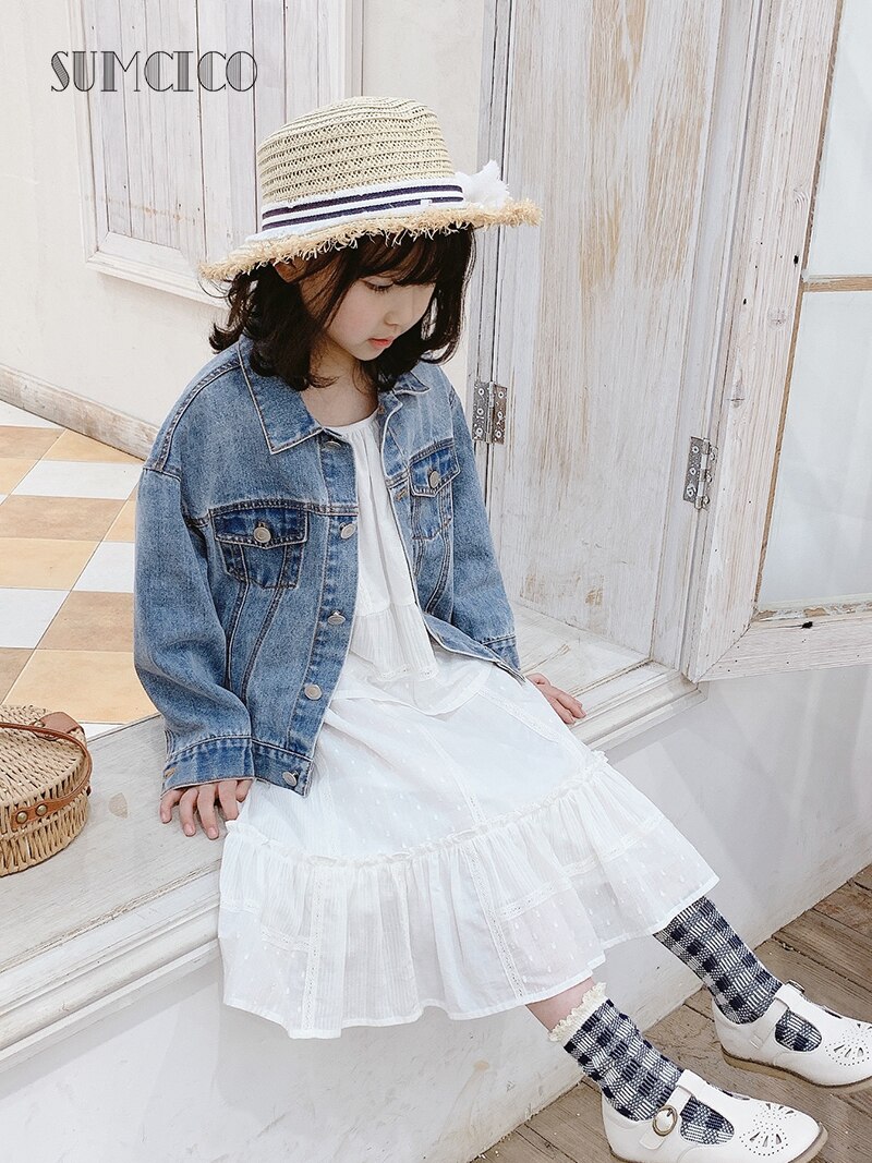 Sumcico 2020SS Neueste kinder Baumwolle Denim Weiche Trucker Jacke Kinder Klassische Denim Mantel Alter 2-15Y