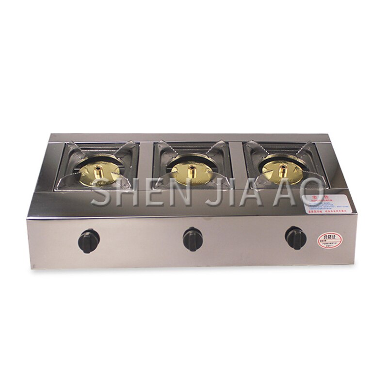 Commercial three-hole gas stove Stainless steel stove Energy-saving furnace Firepower Hotel kitchen gas stove