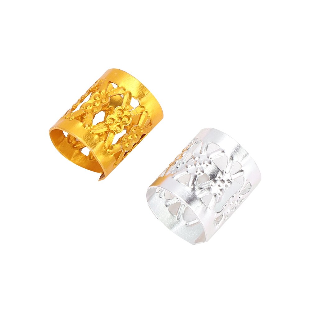 100Pcs Zilveren Gouden Haar Kralen Voor Dreadlocks Vlecht Kralen Ringen Manchetten Haar Decoratie Accessoires